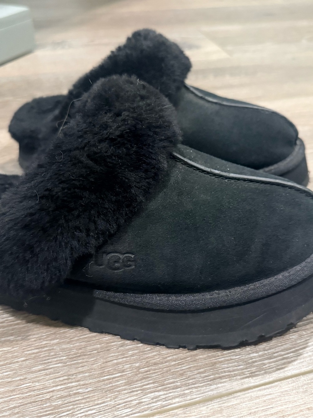 UGG Women's Black Suede Shearling Mule Slippers